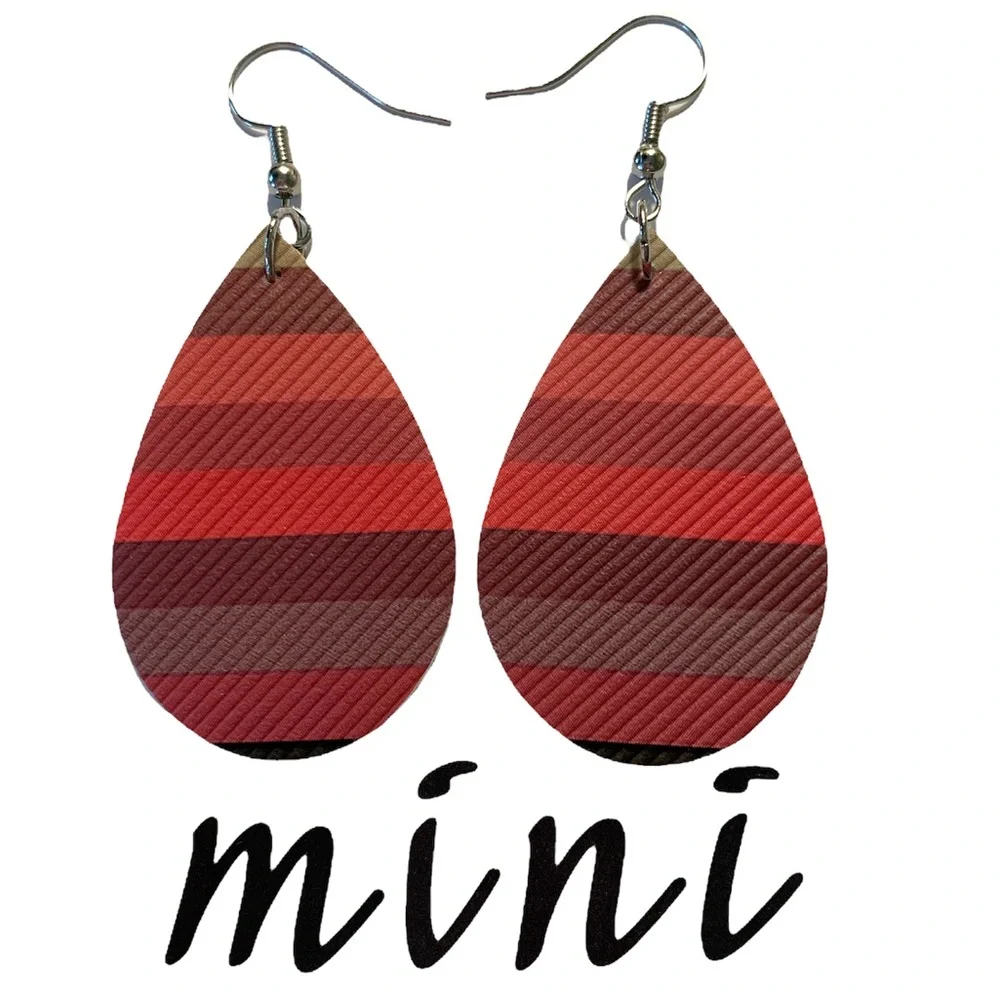 Mini Faux Leather Teardrop Earrings - Picture 1 of 4